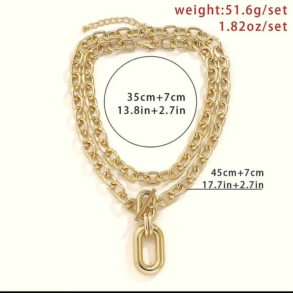 Oversized Gold Chunky Toggle Statement Necklace - Picture 5 of 5